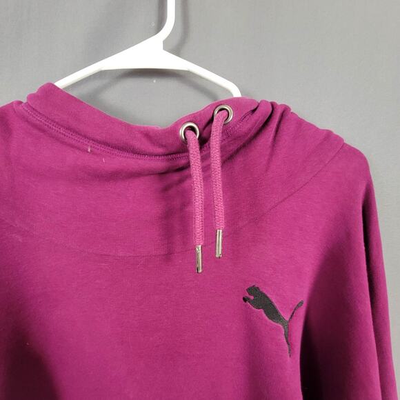 Puma Magenta Cowl Neck Hoodie Fleece Pullover Soft Cotton Blend Women’s XL - Picture 4 of 7